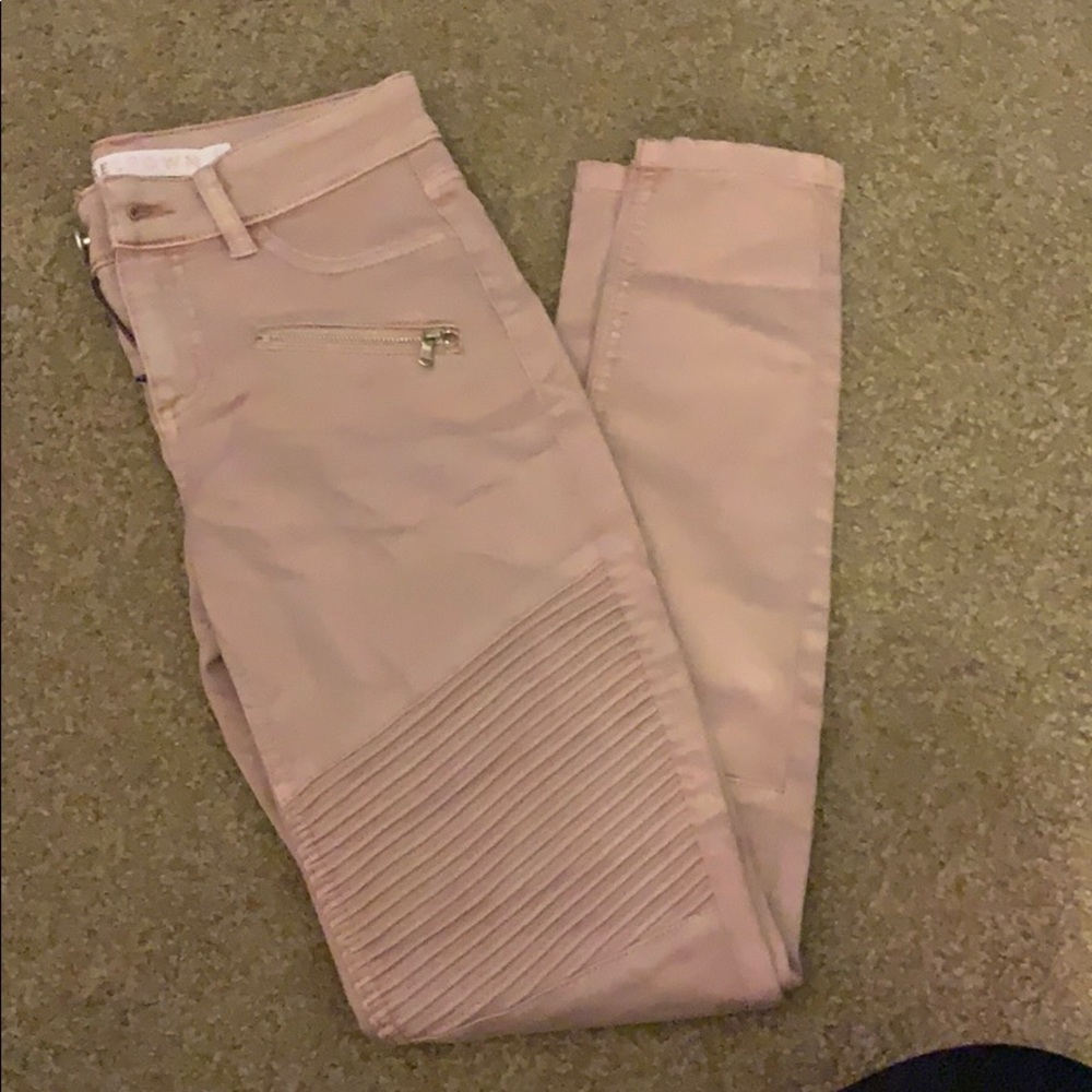 Light pink textured jeans